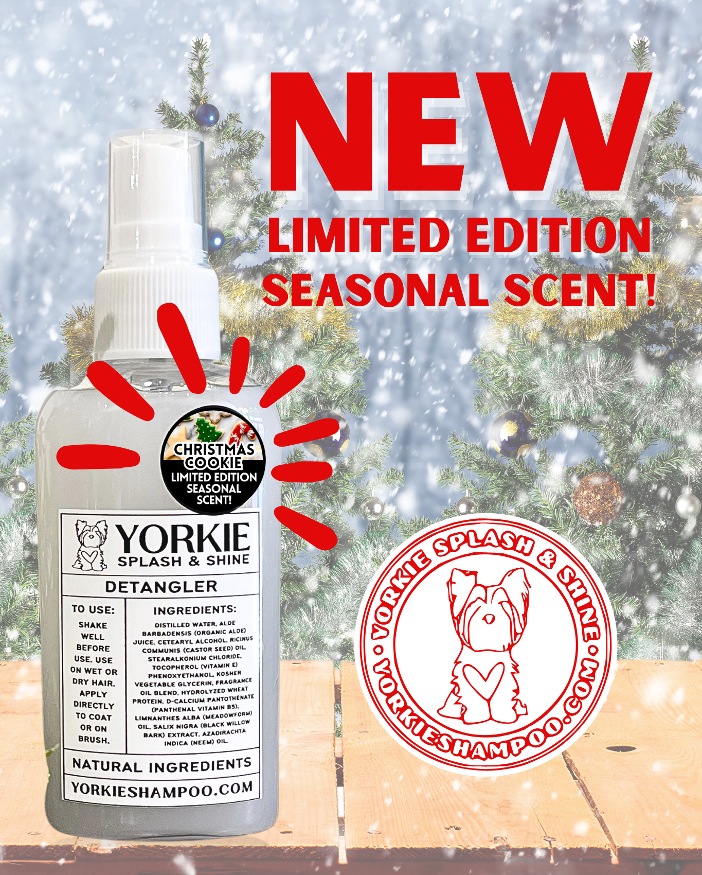 Limited Edition Yorkie Sheen DETANGLER - Christmas Cookie